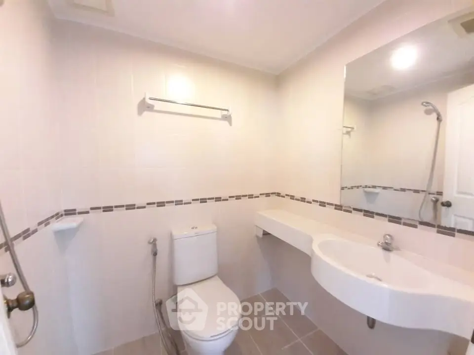 Modern bathroom with sleek fixtures and minimalist design