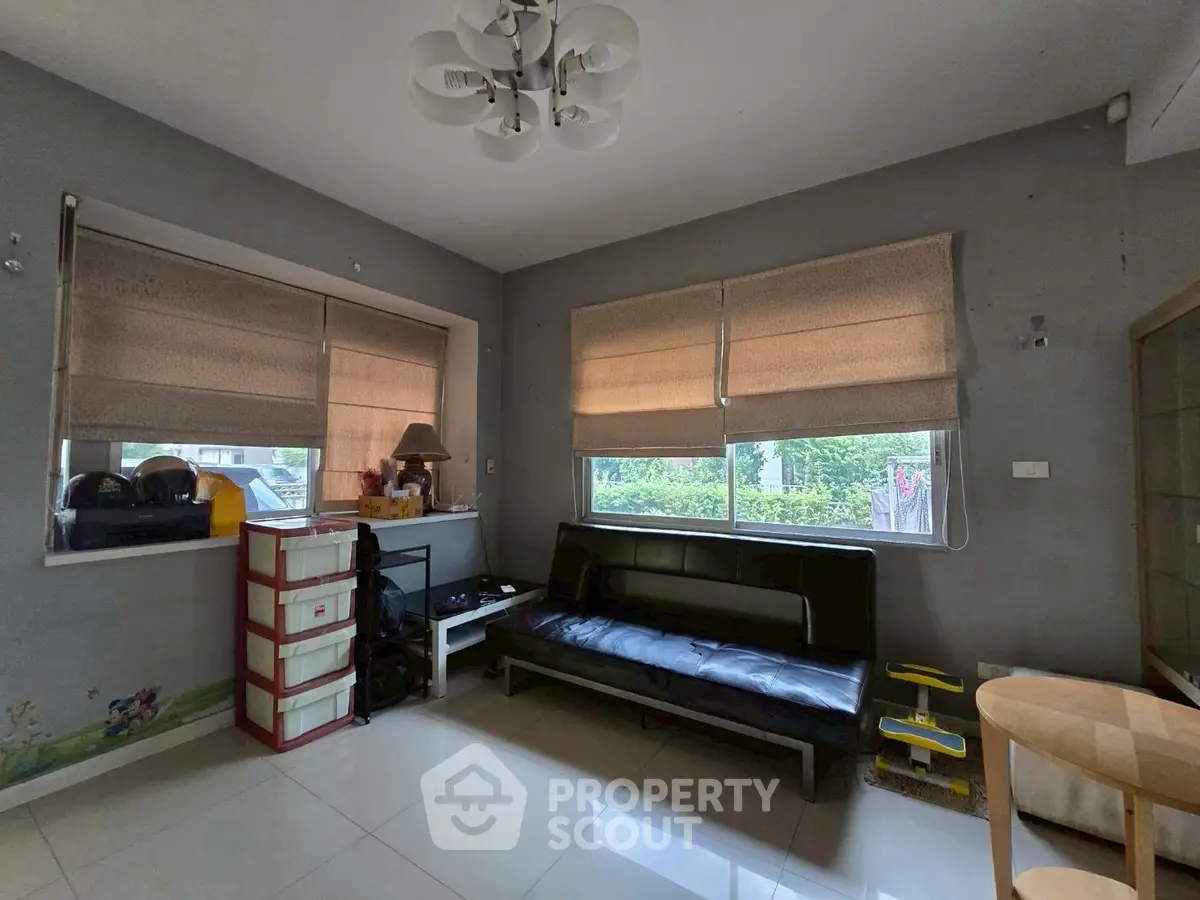 Cozy living room with modern decor and natural light