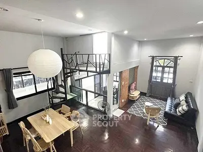 Spacious modern living room with mezzanine and stylish decor