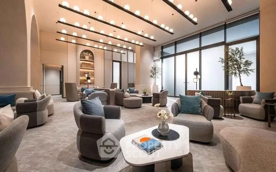 Luxurious modern living room with elegant seating and ambient lighting in a high-end property.