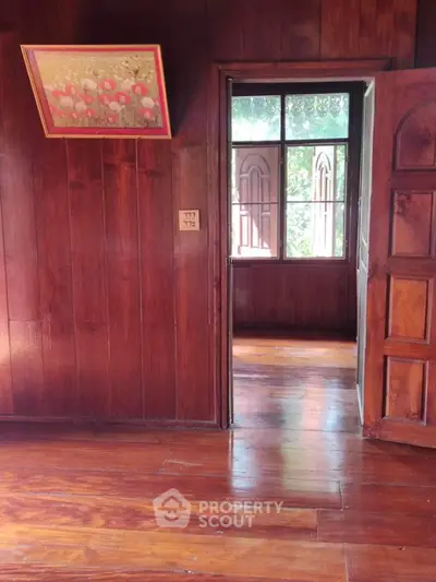 Charming wooden interior with natural light and elegant decor