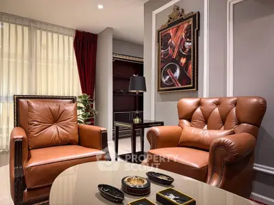 Luxurious living room with elegant leather armchairs and stylish decor