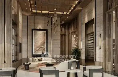 Luxurious modern living room with elegant decor and high ceilings, perfect for sophisticated urban living.