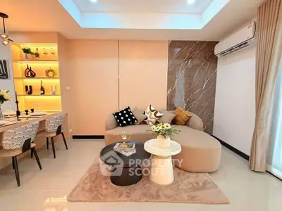 Stylish modern living room with elegant furniture and ambient lighting