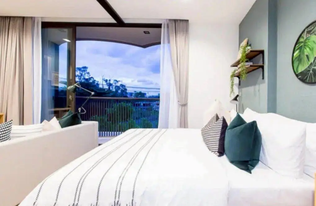 Luxurious bedroom with stunning view and elegant decor
