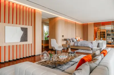 Luxurious modern living room with elegant decor and spacious layout