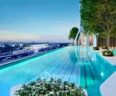 Luxurious rooftop infinity pool with stunning city view and modern architecture.