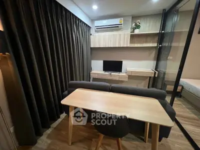 Modern living room with sleek furniture and cozy ambiance