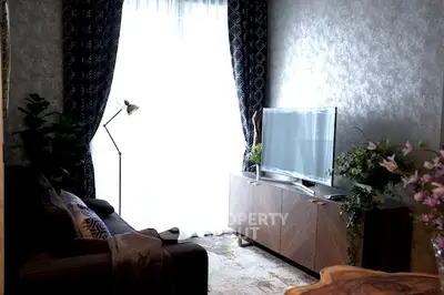 Stylish living room with modern decor and natural light