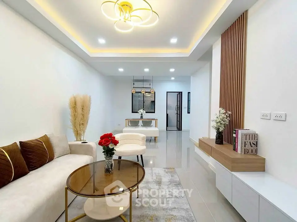 Modern living room with elegant decor and stylish lighting