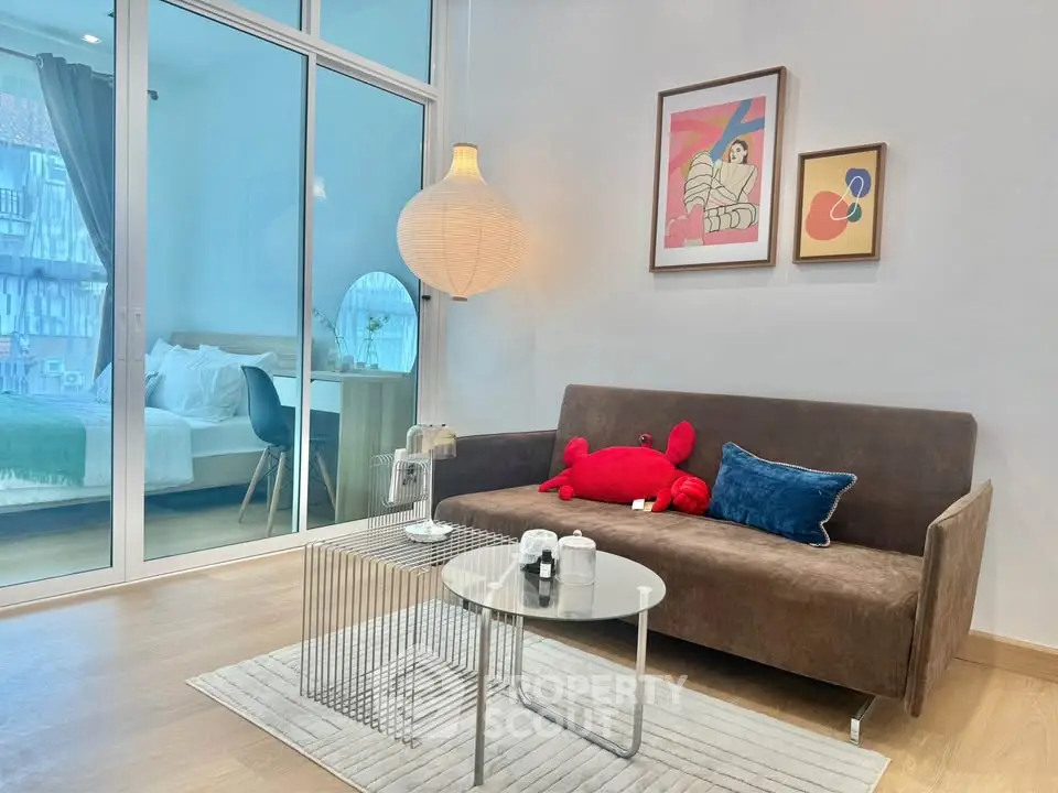 Modern living room with stylish decor and cozy ambiance