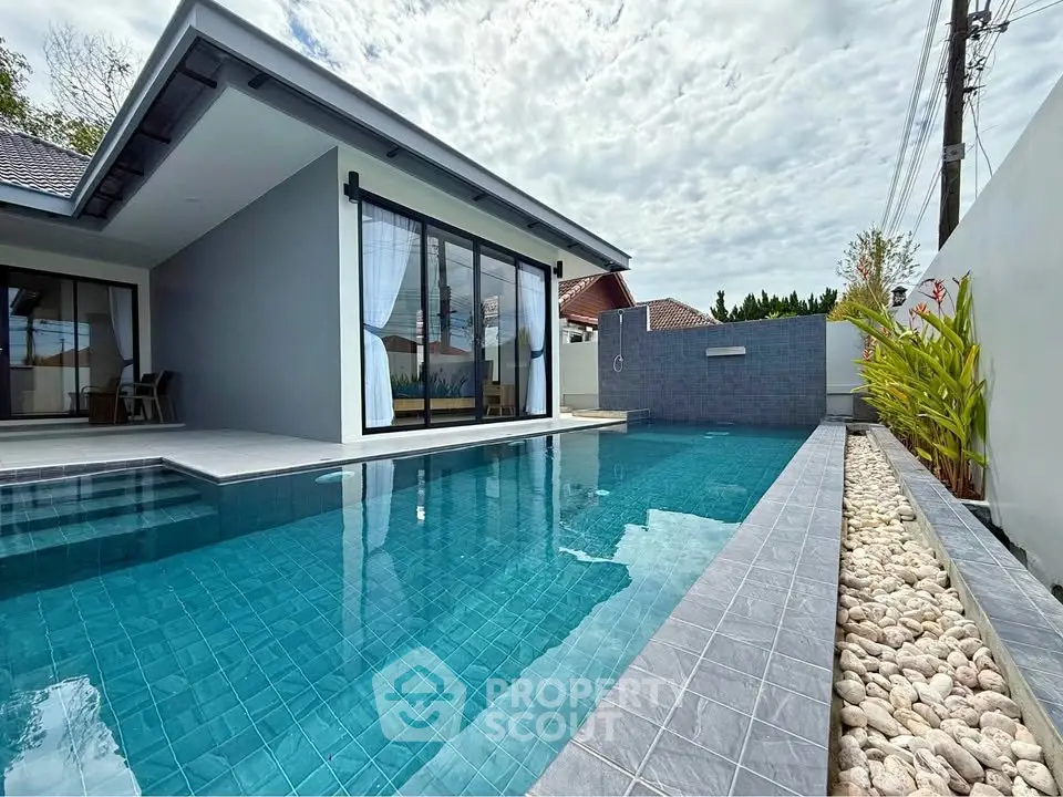 Luxurious modern villa with private pool and elegant design, perfect for relaxation and entertainment.