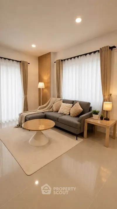 Elegant living room with modern decor and cozy ambiance