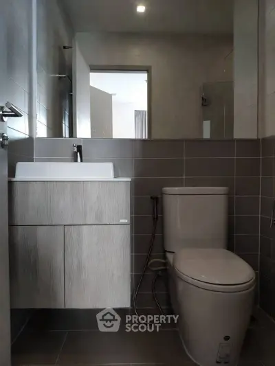 Modern bathroom with sleek fixtures and contemporary design