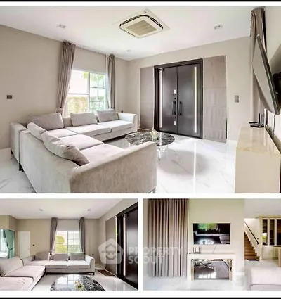 Luxurious modern living room with elegant decor and spacious seating area, perfect for relaxation and entertainment.