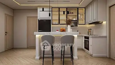 Modern kitchen with sleek cabinetry and stylish bar seating