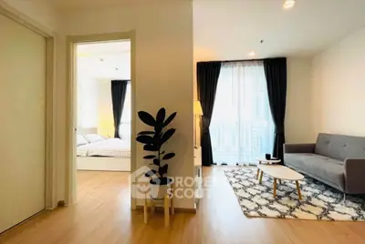 Modern apartment interior with cozy living room and stylish bedroom