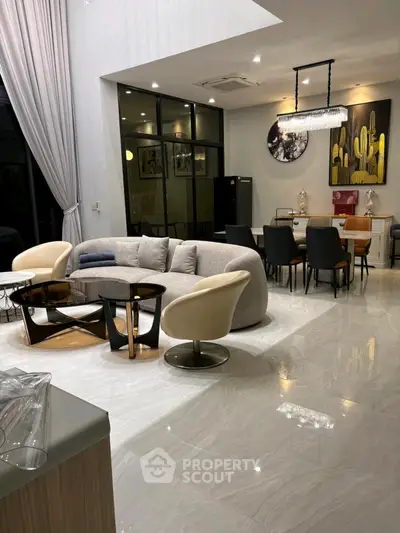 Luxurious modern living room with elegant furniture and stylish decor, perfect for sophisticated living.