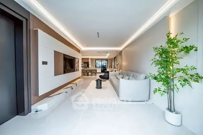 Spacious modern living room with sleek design and elegant decor