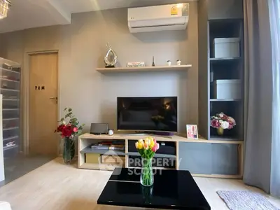 Modern living room with sleek TV unit and stylish decor