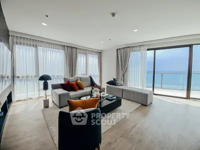 Luxurious living room with ocean view and modern decor