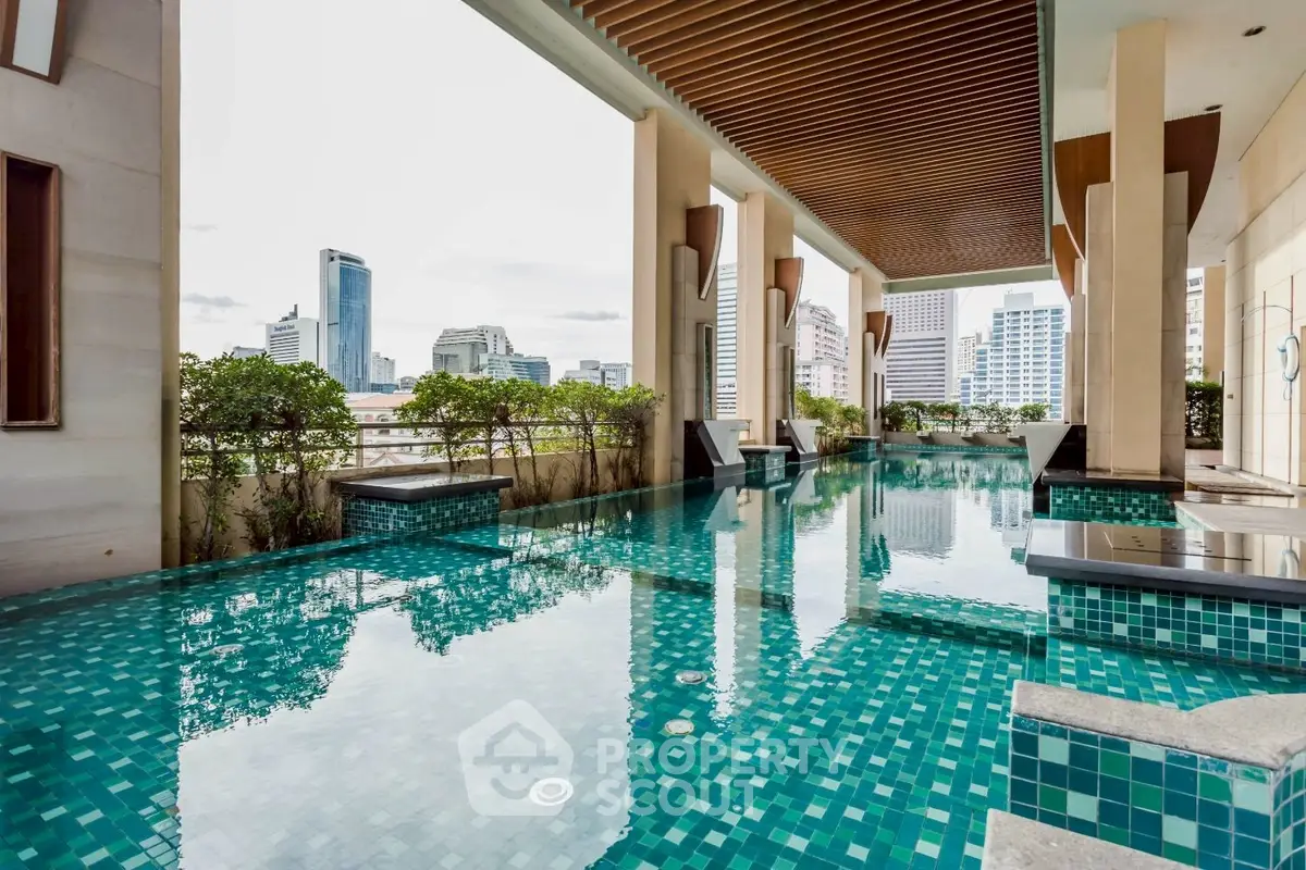 Luxurious rooftop pool with stunning city skyline views