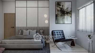 Modern bedroom with stylish decor and sleek furniture design