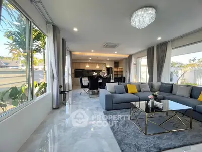 Luxurious modern living room with elegant decor and spacious layout