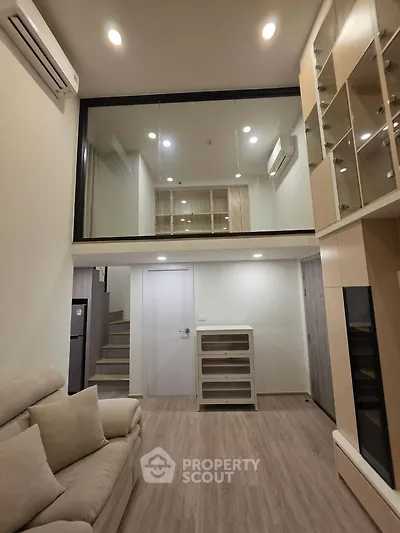 Modern duplex living room with high ceiling and stylish interior design
