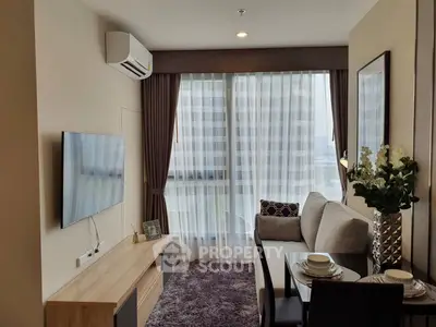 Modern living room with stylish decor and natural light