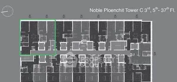 Floor plan of Noble Ploenchit Tower C, showcasing layout from 3rd to 37th floor.