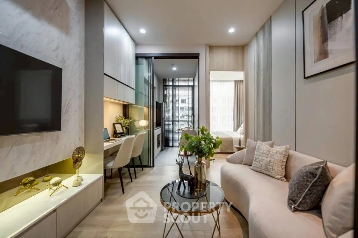 Stylish modern living room with elegant decor and open layout