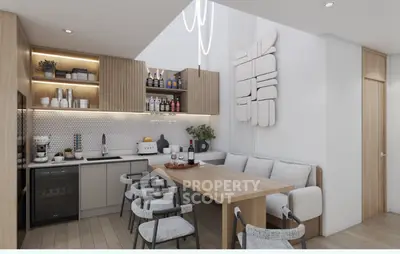 Modern kitchen with open layout, stylish dining area, and contemporary decor