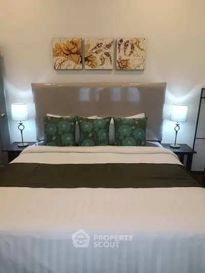 Elegant bedroom with stylish decor and cozy lighting