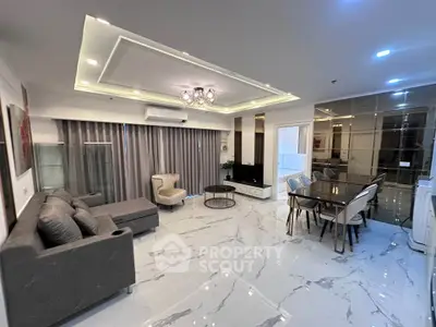 Luxurious modern living room with elegant dining area and stylish decor