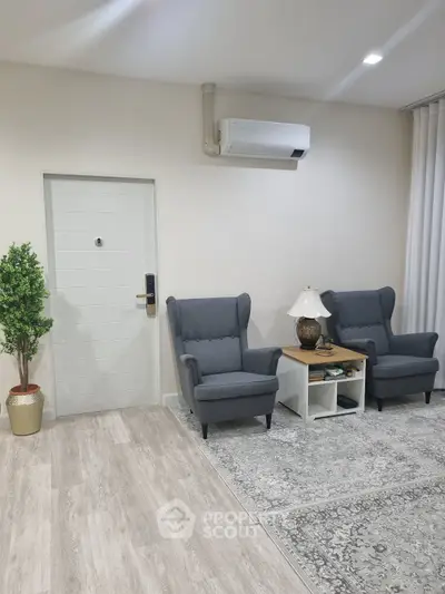 Cozy living room with elegant armchairs and modern decor