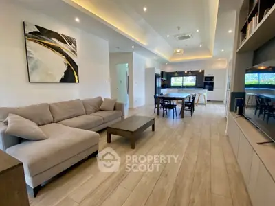 Spacious modern living room with open layout and stylish decor