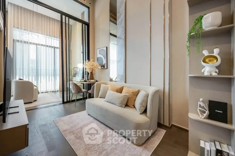 Luxurious modern living room with elegant decor and natural light