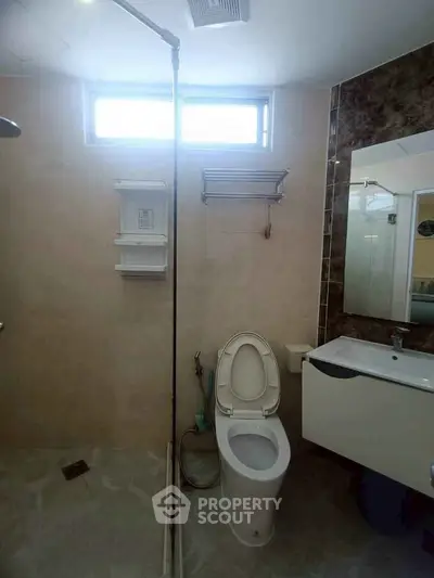 Modern bathroom with sleek fixtures and natural light