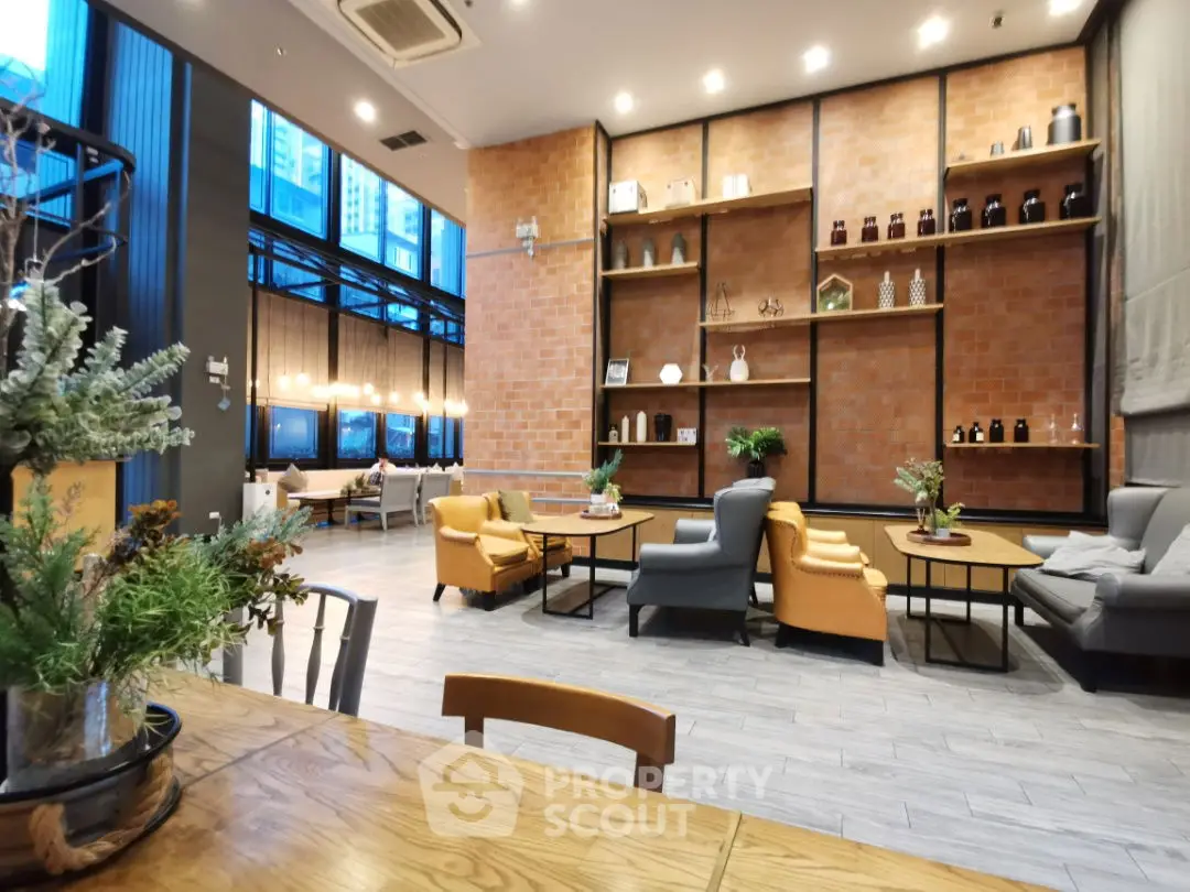 Spacious modern living room with high ceilings and stylish decor