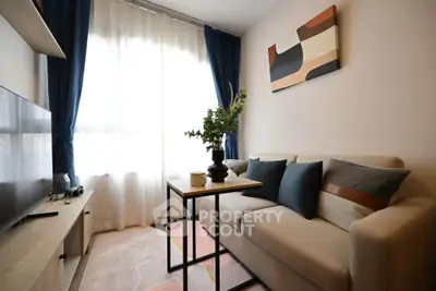 Cozy living room with modern decor and natural light