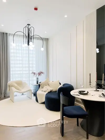 Elegant modern living room with chic furniture and stylish lighting