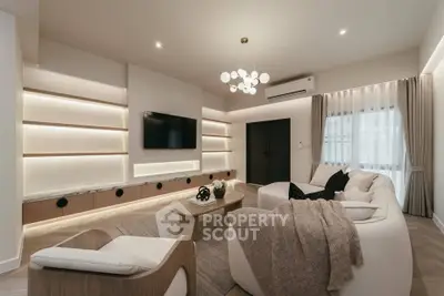 Luxurious modern living room with elegant lighting and stylish furniture