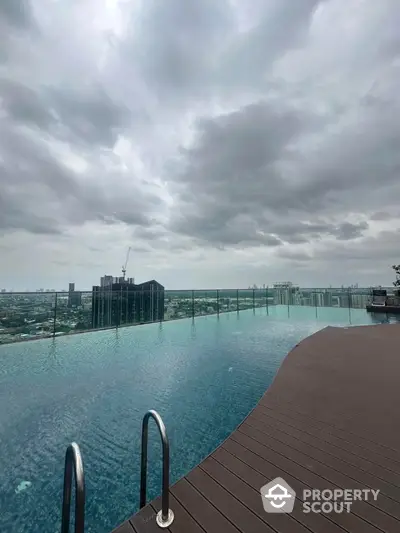 Luxurious rooftop infinity pool with stunning city skyline view