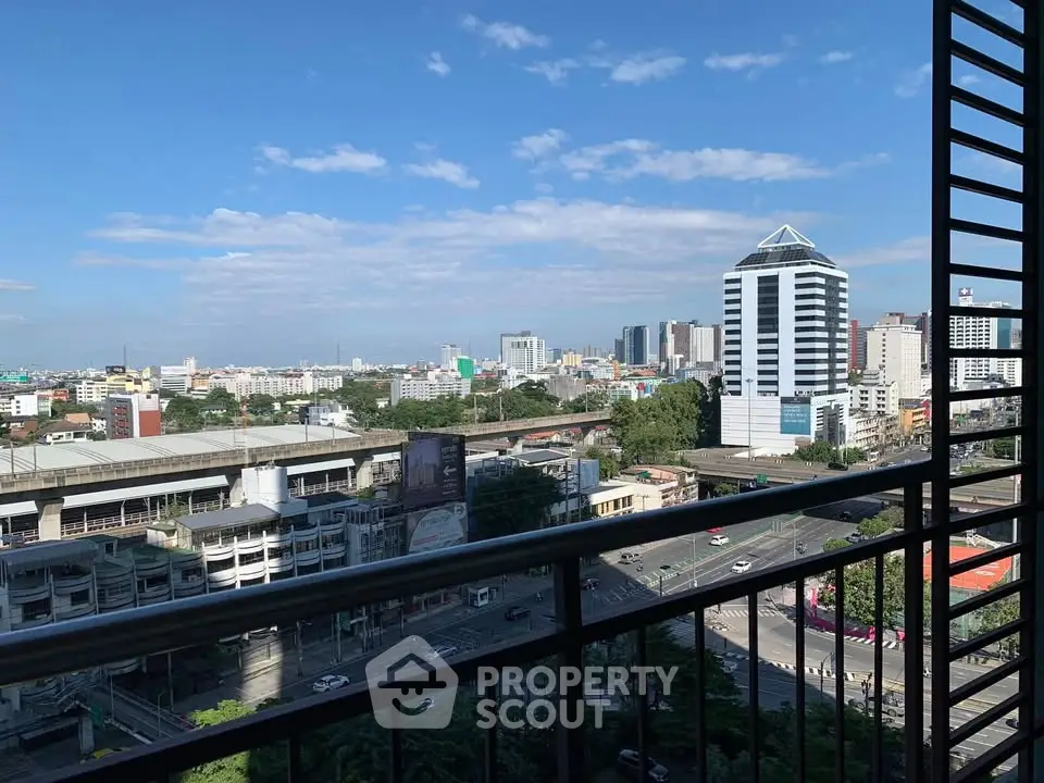 Stunning cityscape view from a high-rise balcony, perfect for urban living enthusiasts.
