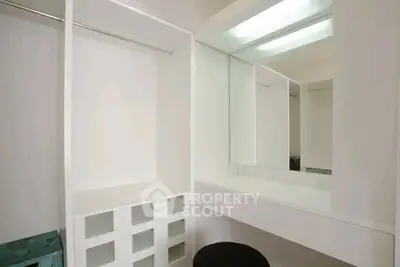 Spacious walk-in closet with modern design and ample storage space.