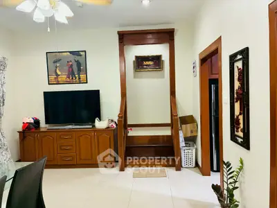 Charming living room with wooden accents and modern decor