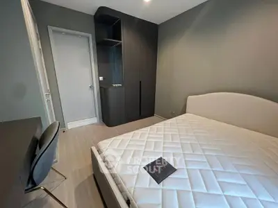 Modern bedroom with sleek design and built-in wardrobe, perfect for urban living.
