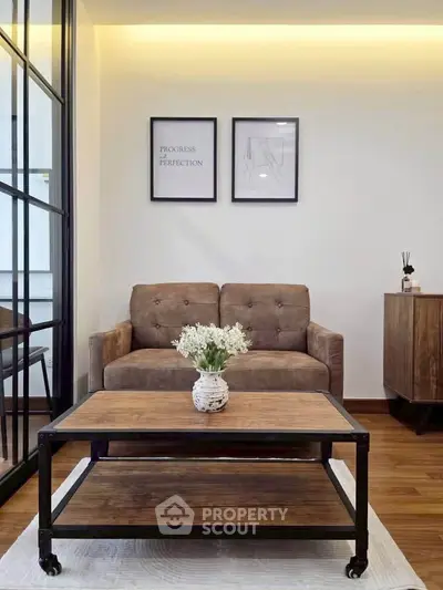 Stylish living room with cozy sofa and modern decor