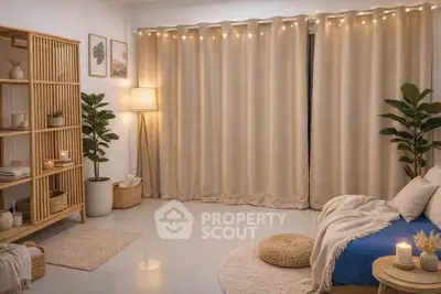 Cozy living room with elegant decor and warm lighting